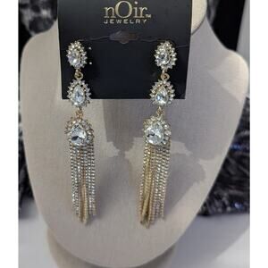 Long Rhinestone Tassel Earrings Special Occasion by nOir